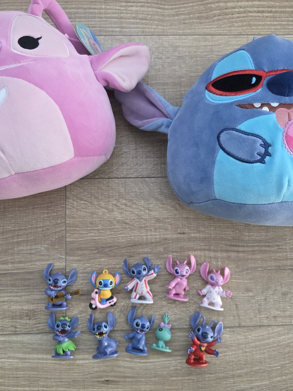 Disney Pink & Blue Stitch Plush Set Squishmallows with Mini Figures